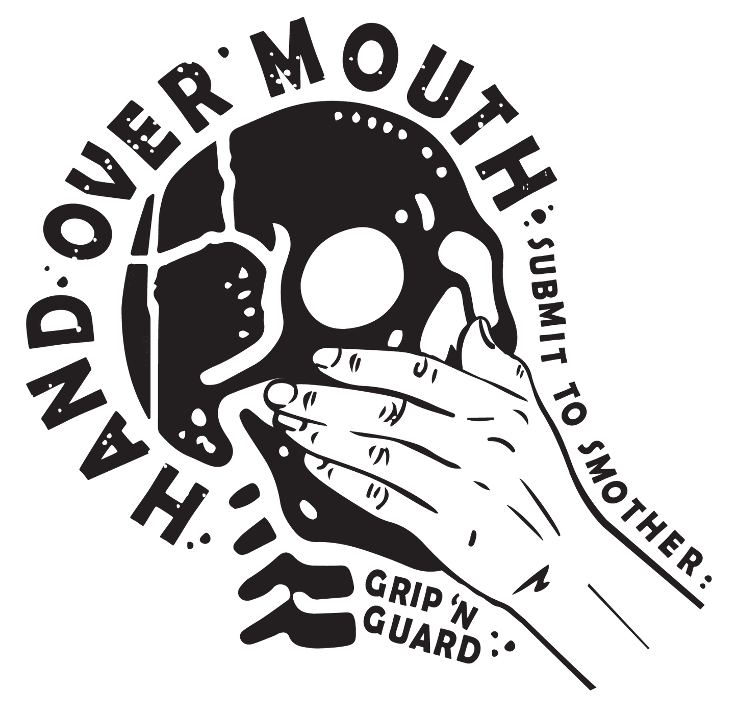 HAND OVER MOUTH SMOTHER WHITE AND BLACK TEE