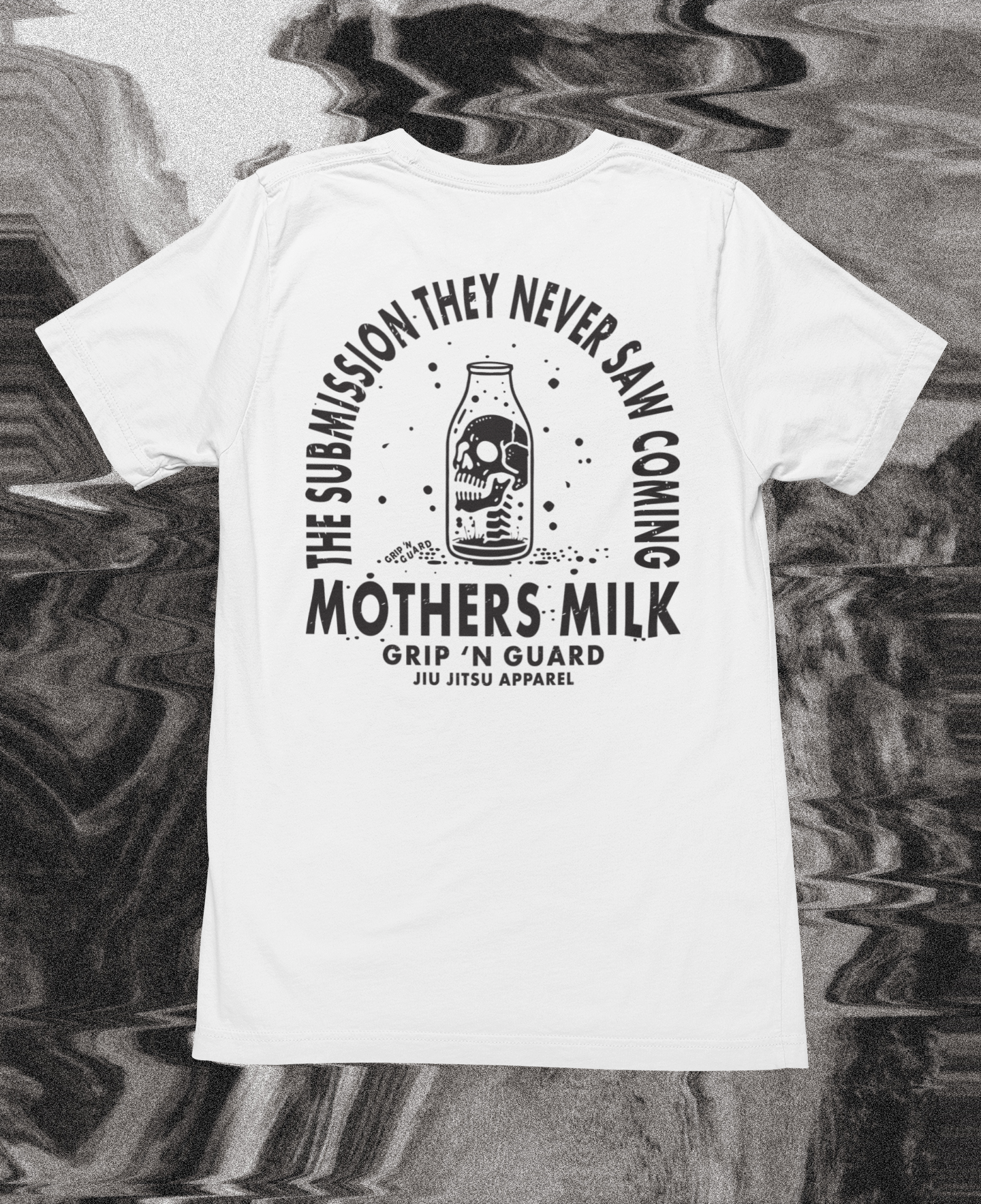 MOTHERS MILK JIU JITSU TEE IN WHITE AND BLACK