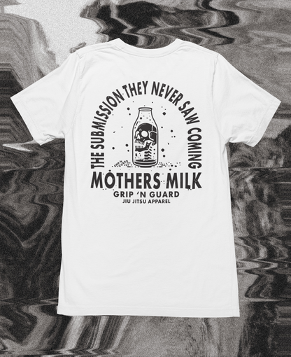 MOTHERS MILK JIU JITSU TEE IN WHITE AND BLACK
