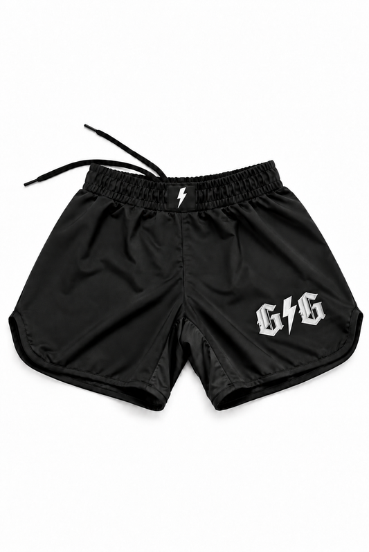 LIGHTNING WHITE FIGHT SHORTS