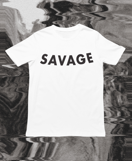 SAVAGE WHITE AND BLACK TEE